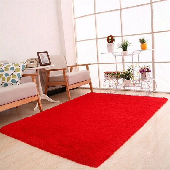 63x47 inch Coffee Modern Soft Fluffy Floor Rug Anti-skid Shag Shaggy Area Rug Bedroom Dining Room Carpet Yoga Mat Child Play Mat