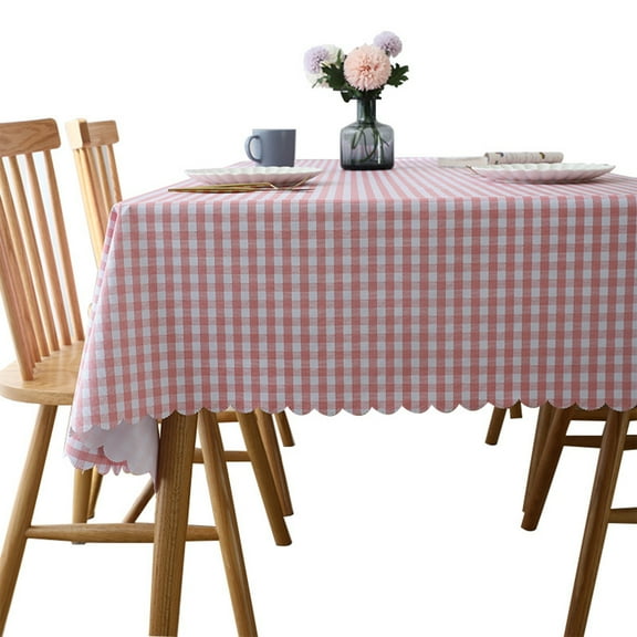 63x48 Inch Red White Checkered Table Cloth,Square Cotton Linen Fabric Gingham Tablecloth,Washable Wrinkle Free Buffalo Plaid Table Cover for Spring Picnic Kitchen Dining