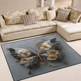 thumbnail image 1 of 63x48in Area Rug Machine Washable Floor Mats Skid-Resistant Backing Carpet for Home Kitchen Bedroom Silver and Black Butterfly, 1 of 7