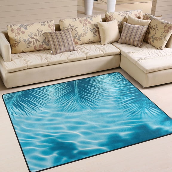63x48in Area Rug for Living Room Non-Slip Carpet Soft and Washable Floor Mat for Home Comfort Light Blue Water Ripples