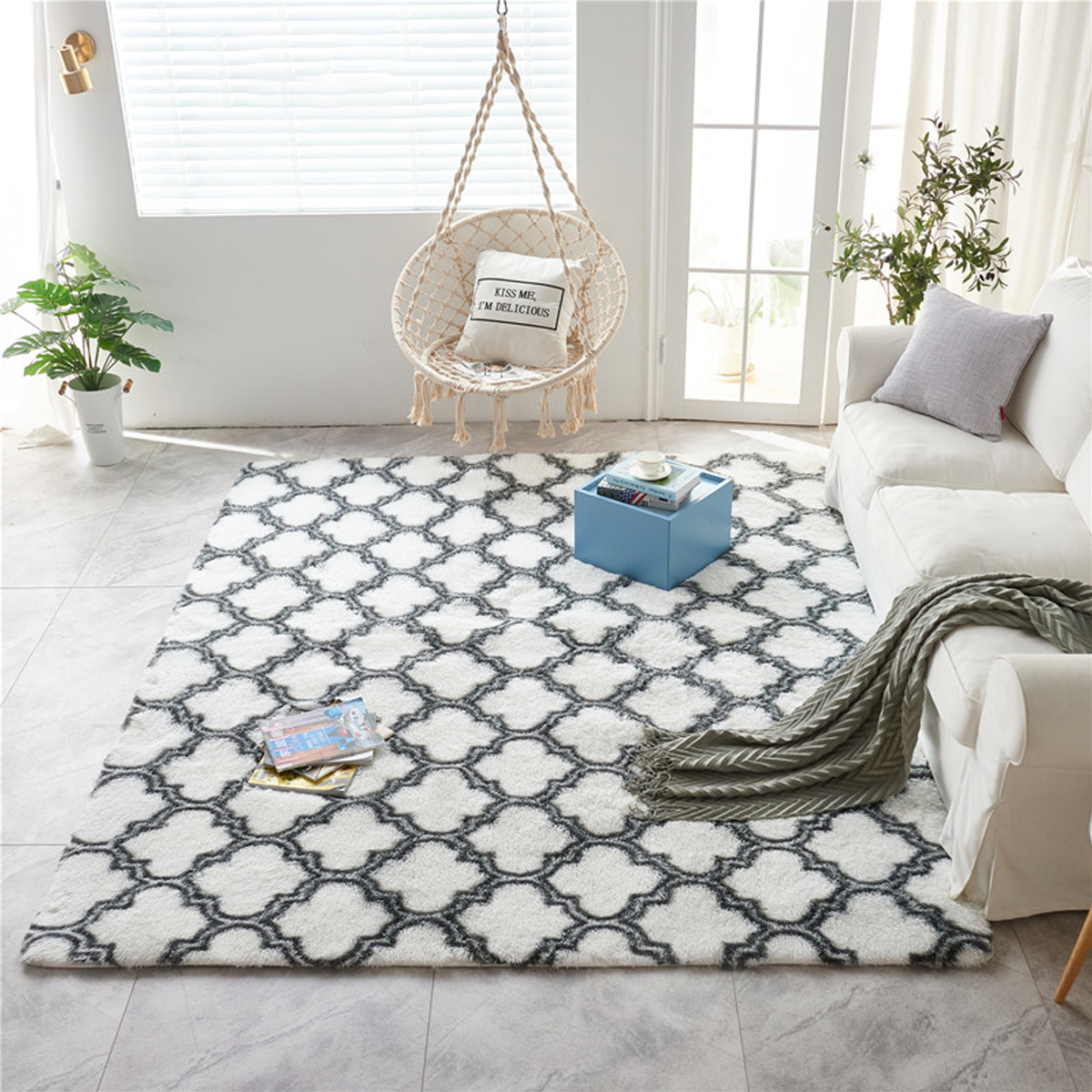 63x79 inch /47x63 inch /32x63 inch Super Soft Fluffy Floor Rug Washable ...