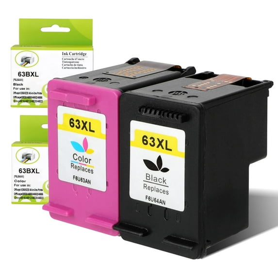 63xl Black Ink cartridges High Yield Compatible for hp Ink 63 XL Black and Color Combo Pack Works with Printer DeskJet 1110,2130,3630;Envy 4510,4520; OfficeJet 3830,4650,5220,5255 Ink cartridges