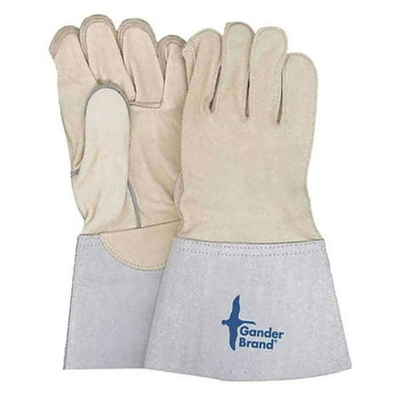 64-1-350-5-12 Grain Leather Utility Glove Gauntlet Outseam Sewn, Size 12