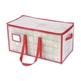 thumbnail image 1 of 64-128 Capacity Christmas Ornament Storage Box - Durable Organizer with Dividers & Dual Zippers for Xmas Tree Decorations (Holds 3" Ornaments), 1 of 8