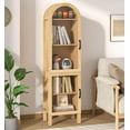 thumbnail image 1 of 64.17 in Tall Arched Display Cabinet with Acrylic Glass Doors 5-Tier Kitchen Pantry Storage Cabinets Modern Wood Curio Cabinet Bookcase for Living Dining Room (Wood Color), 1 of 8