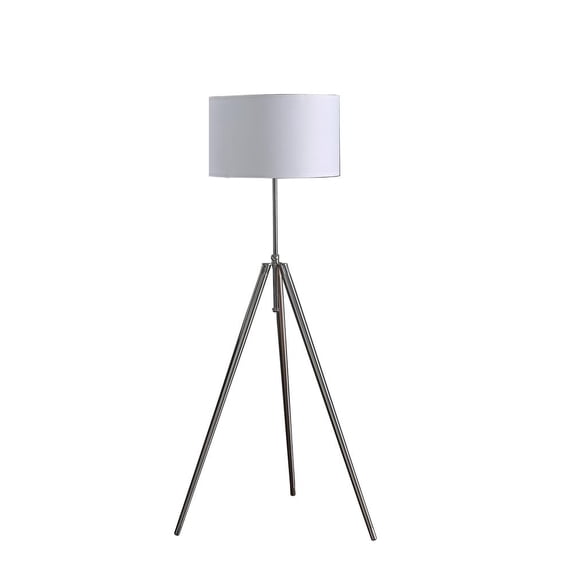 64" - 47" In Mid-Century Adjustable Tripod Chrome/Silver Metal Floor Lamp