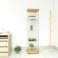 thumbnail image 1 of 64.5" 4-Shelf Case Glass Curio Cabinet Natural Wood, Display Cabinet with Glass Door, 4Unites, Floor Standing Collection Display Case for Living Room Bedroom Home Office, 1 of 9