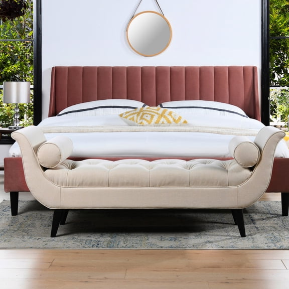 64.5-inch Bench with Two Pillows / Comfortable Support in Hall