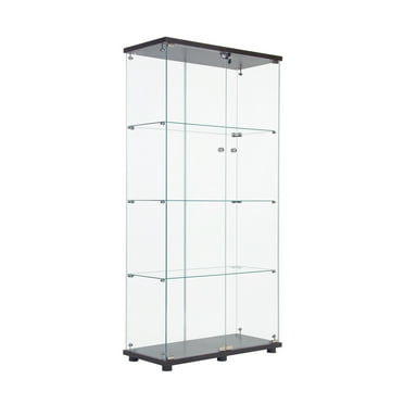 64.56" Glass Display Cabinet with 4 Shelves - Two Door Black Glass Curio Cabinet for Collectibles, Books & Decor