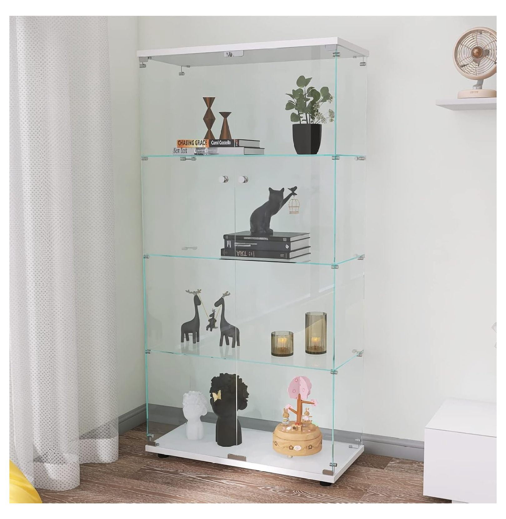 Figure Shelf Display Ikea 5-Tier Glass Display Cabinet – Steel Frame ...