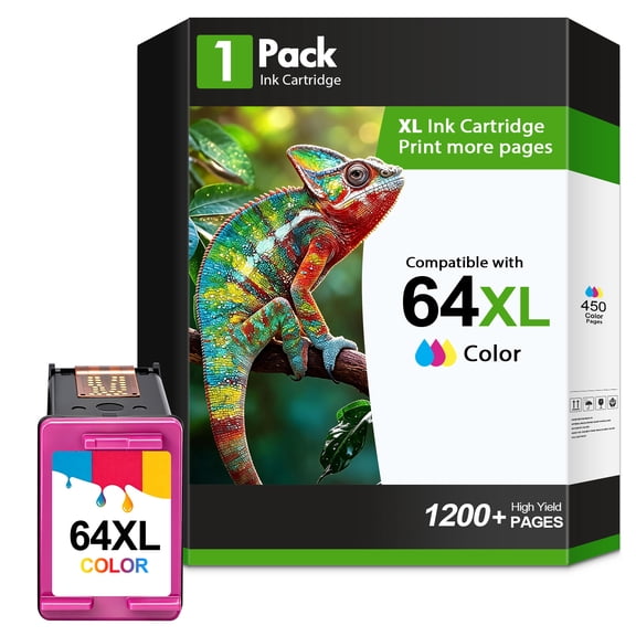 64XL TriColor Ink Cartridge Compatible for HP 64 64XL Color Ink for HP Envy Photo 7855 7858 7155 7120 7800 6255 6252 7158 7164 PrinterOne TriColor
