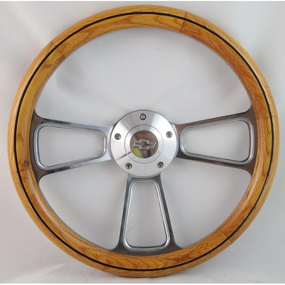 64-65 Chevrolet Chevelle, El Camino 14" Wood Billet Black Steering Wheel Set Adapter & Horn