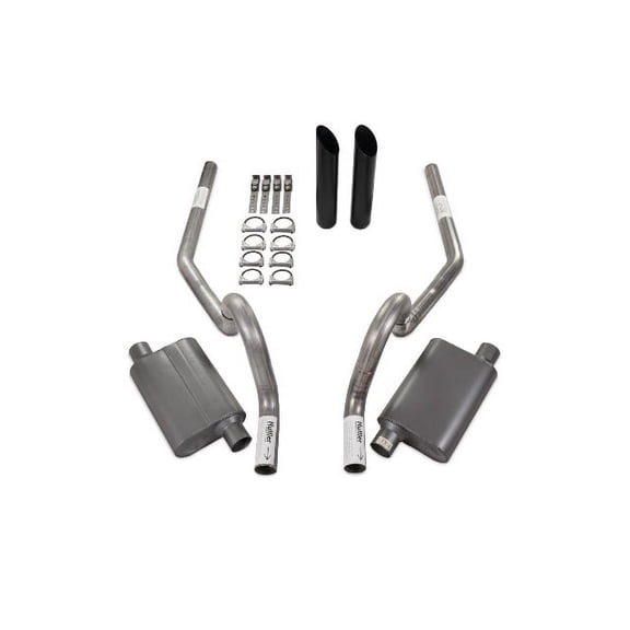 64-72 GM A Body Car 2.5" Dual Exhaust Kit 2 Chamber Rear Exit Black Tip