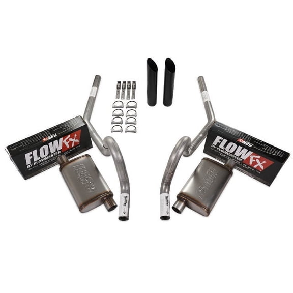 64-72 GM A Body Car 2.5" Dual Exhaust Kit Flowmaster Flow FX Rear Exit Black Tip