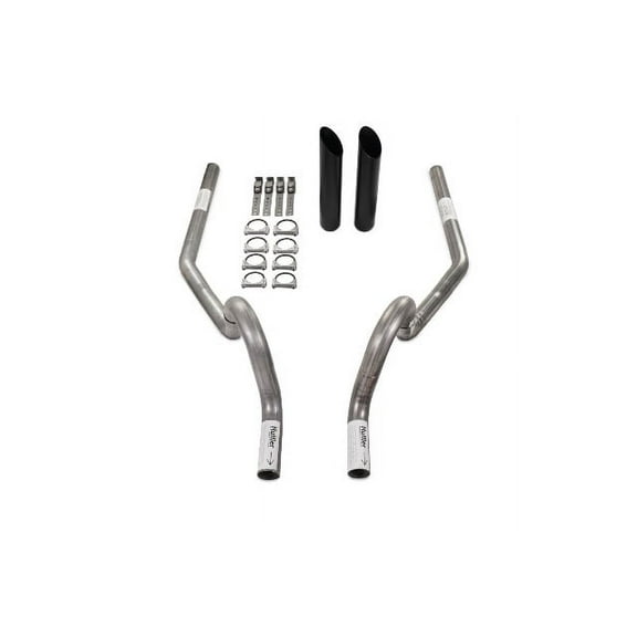 64-72 GM A Body Car 2.5" Dual Exhaust Kit No Muffler Rear Exit Black Tip