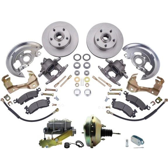 Speedway Motors 11 Inch Front Disc Brake Conversion Kit Compatible with 64-74 GM A F X Body with Power Booster Master Cylinder & Proportioning Valve for Drum to Disc Brake Upgrade