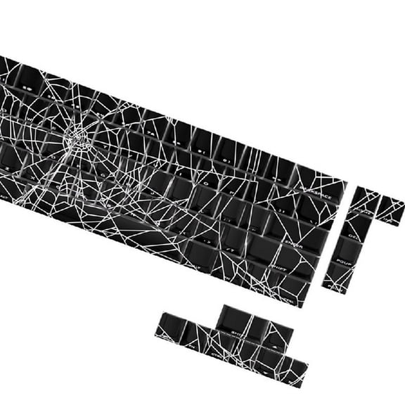 64/74Key Translucents Keycaps Spiders Web Side Print Backlit Shine Through Keycaps for 60 80 61/64/68/75/87 Keyboards
