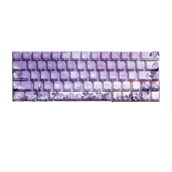 64/74Key Side Print Backlit Keycap Set Roses Theme for Gaming Keyboards 60 61 63 64 65 67 68 Layouts
