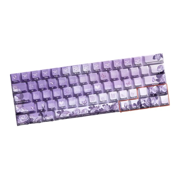 64/74Keys Keycaps Set Side Print Roses Backlit Keycap for 60 61 63 64 65 67 68 Mechanical Keyboards