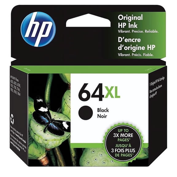 64 Black High Yield Ink Cartridge (N9J92AN#140) for HP Printers