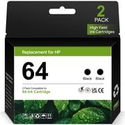 64 Black Ink Cartridges for HP 64 Ink Cartridges Combo Pack Compatible for HP Printer Ink 64 2 Black Printer