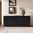 thumbnail image 1 of 64" Buffet Sideboard Cabinet with Storage, Modern Wooden Fluted Accent Credenza with Adjustable Shelves, Black, 1 of 8