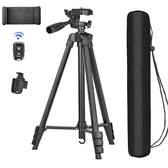 64" Camera Tripod Stand, Versatile Phone & iPad Tripod with Wireless Remote and 2-in-1 Phone Holder for Selfie/Video Recording/Photo/Live Stream/Vlog