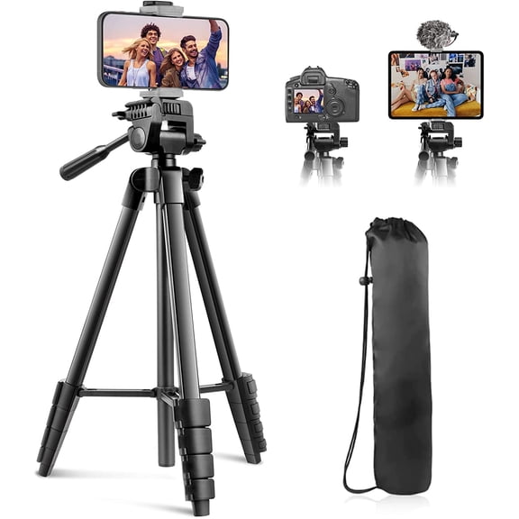 64" Camera Tripod Stand, Versatile Phone & iPad Tripod with Wireless Remote and 2-in-1 Phone Holder for Selfie/Video Recording/Photo/Live Stream/Vlog