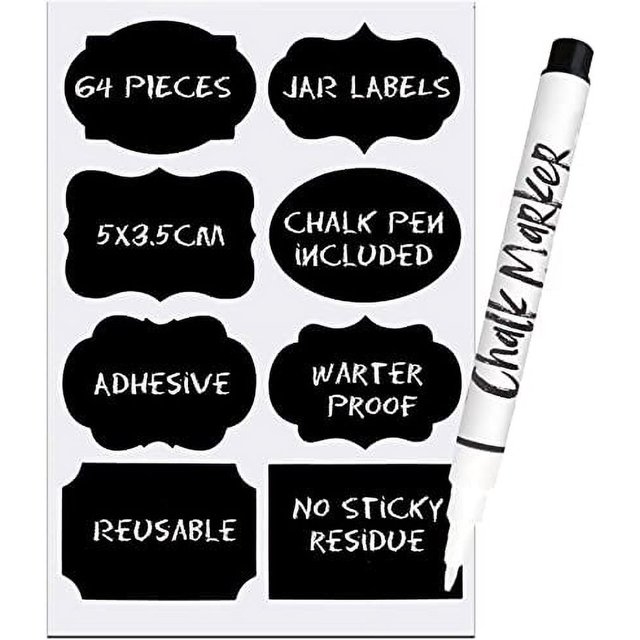 64 Chalkboard Labels Reusable Labels for Food Containers Removable