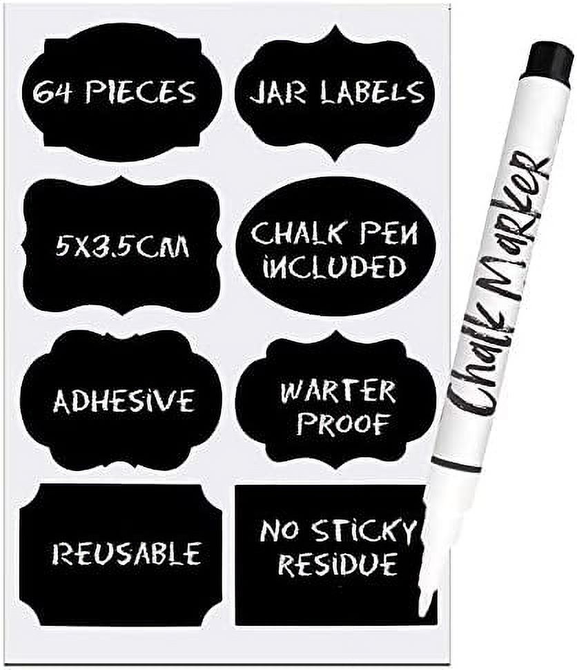 64 Chalkboard Labels for Storage Bins Dishwasher Safe Reusable Labels