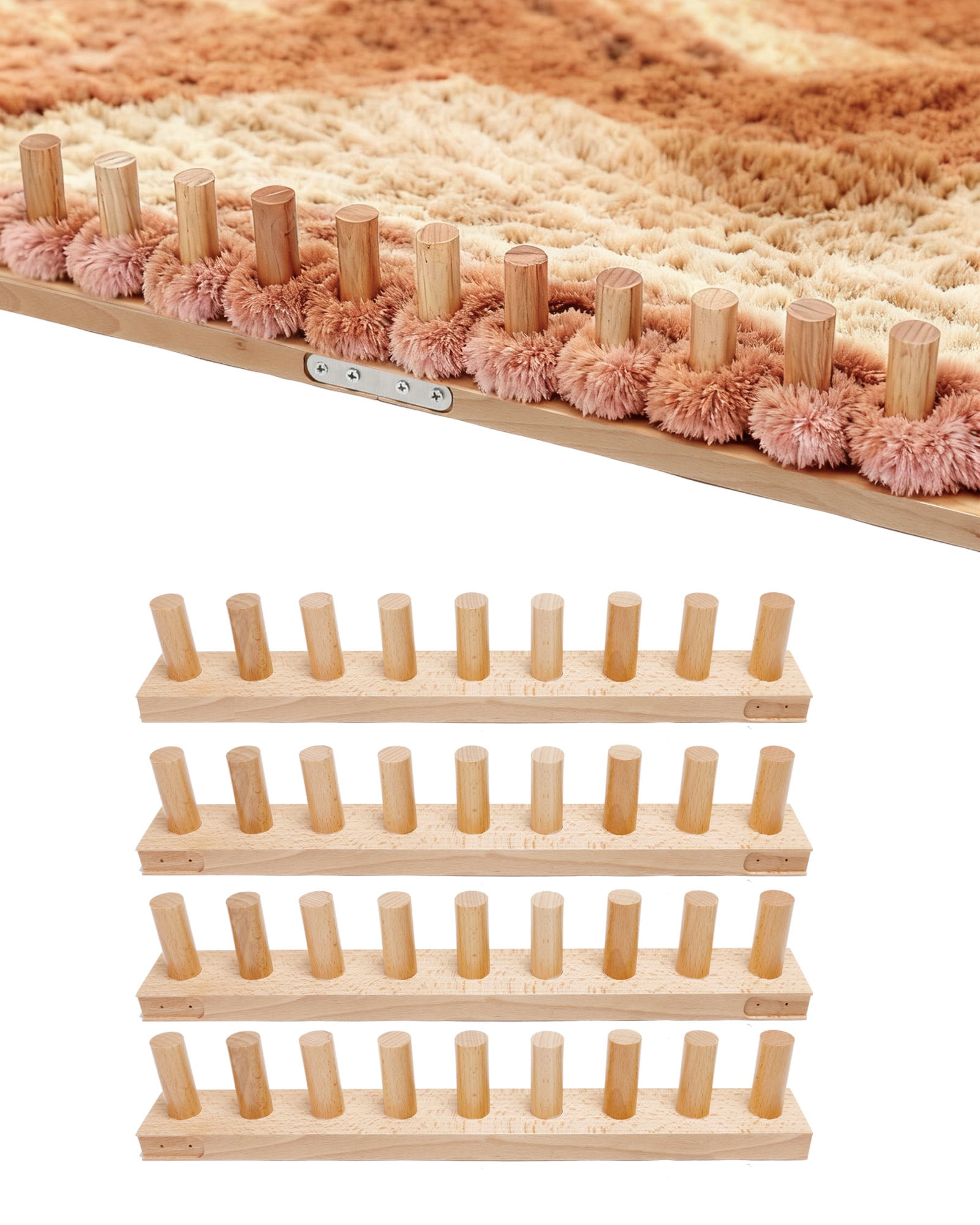64" Chunky Knit Yarn Blanket Loom Kit, Connectable and Disassemblable 4-in-1 Chunky Yarn Knitting Loom, Chunky Blanket Wooden Loom for Beginners