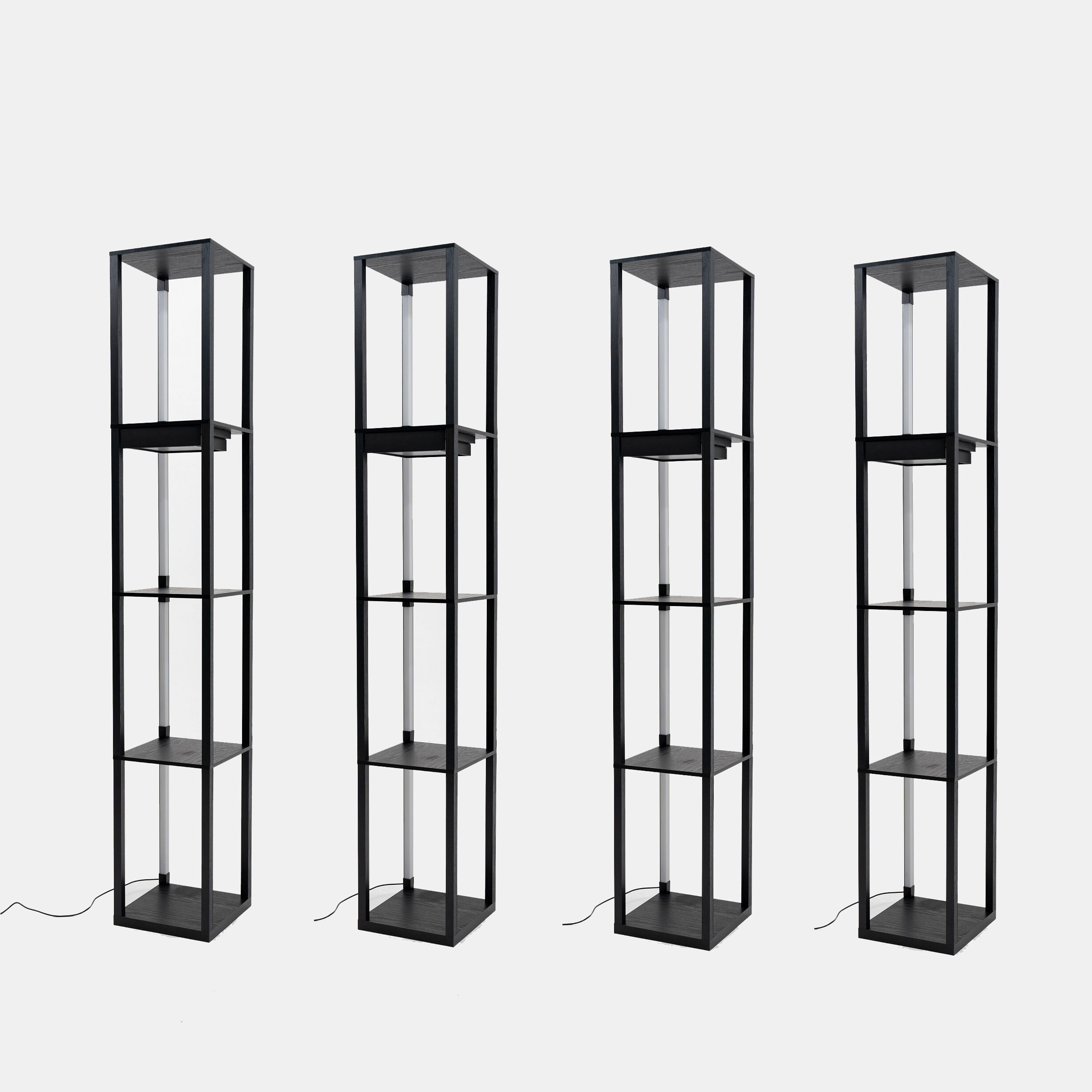 64" Column Floor Lamp with Shelves, 1 Drawer and 3in1 Dimmable LED 4