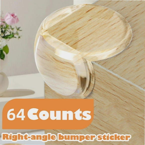 64 Counts Baby Proofing Corner Protector,Round Baby Proof Bumper for Covering Sharp Furniture Edges,Clear Furniture Table Corner Safety Cushion