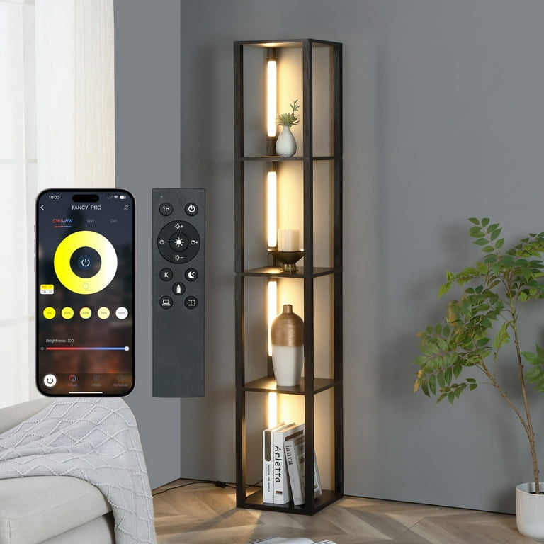 Dimmable floor lamp with shelves 2025