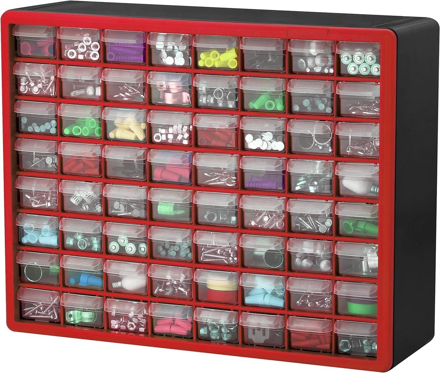 64-Drawer Plastic Drawer Storage Cabinet for Garage Organization, Bead ...