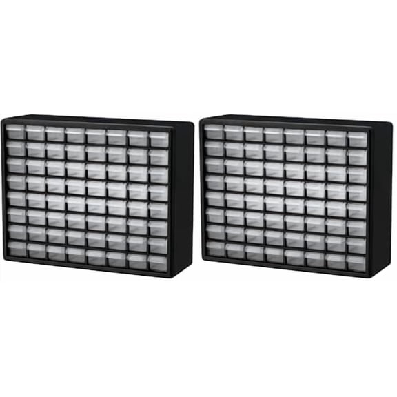 64-Drawer Plastic Storage Cabinet, 20-Inch W x 6-Inch D x 16-Inch H | Black | Model 10164 | Garage Organization