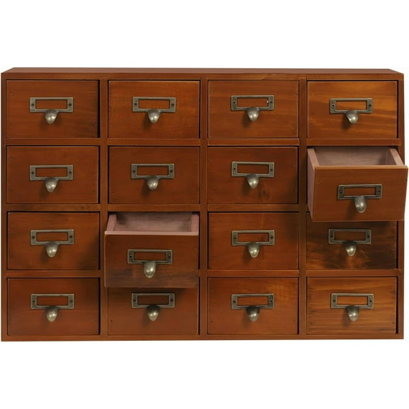 64-Drawer Wooden Storage Box, Vintage Tabletop Mount Storage Cabinet, 4 PCS Drawer Cabinets, Card Catalog Library Desk Drawer for Office, Living Room, Study