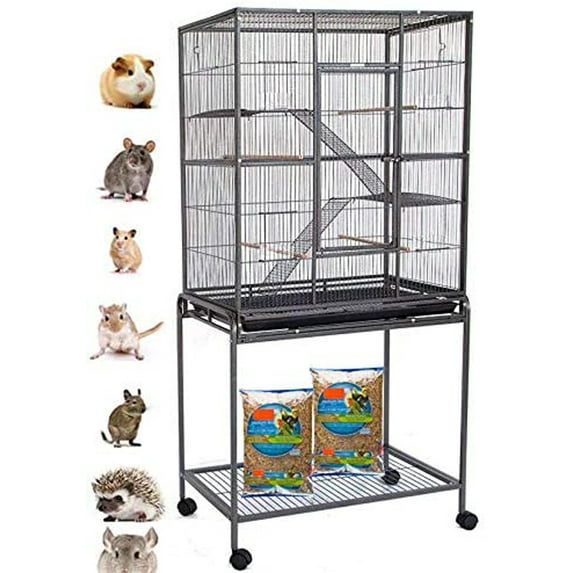 64" Extra Large 4-Tiers Small Animal Critter House Habitat Cage With Narrow 1/2-inch Wire Spacing for Guinea Pig Ferret Chinchilla Sugar Glider Rats Mice Hamster Hedgehog Gerbil