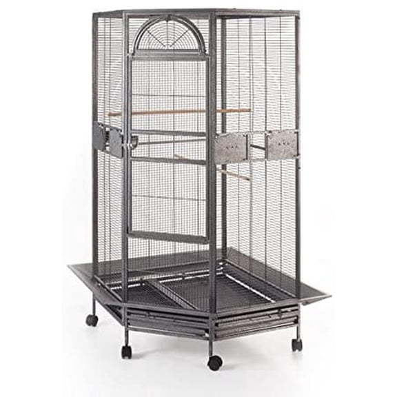 64" Extra Large Pentagon Corner Flight Bird Parrot Cage for Cockatiel Parakeet Budgies Aviary Canary Lovebird Finch Parrot with Around Metal Seed Skirts