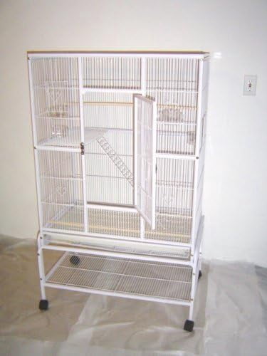 Mcage 64-Inch 3-Level Large Ferret Cage - For Chinchilla, Guinea Pig, Sugar Glider, Rat & Mice (White Vein)
