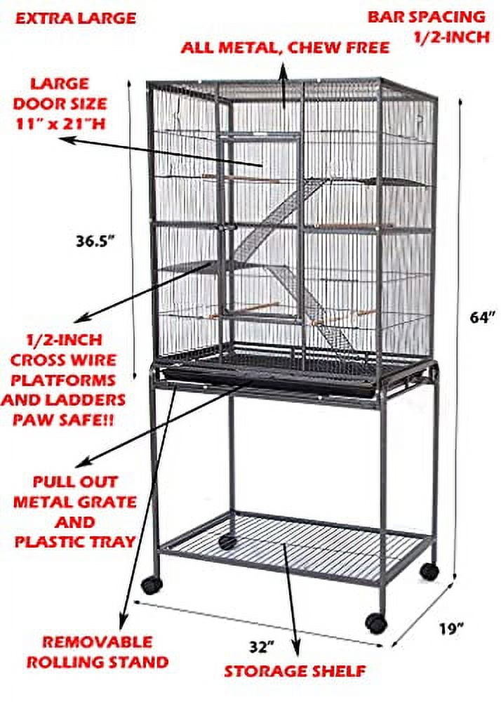 64" Extra Large Wrought Iron Chewproof 4Levels Tight 1/2inch Bar