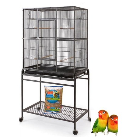 64" Extra Large Wrought Iron Flight Canary Parakeet Cockatiel Lovebird Finches Breeding Nest Doors Cage with Removable Stand