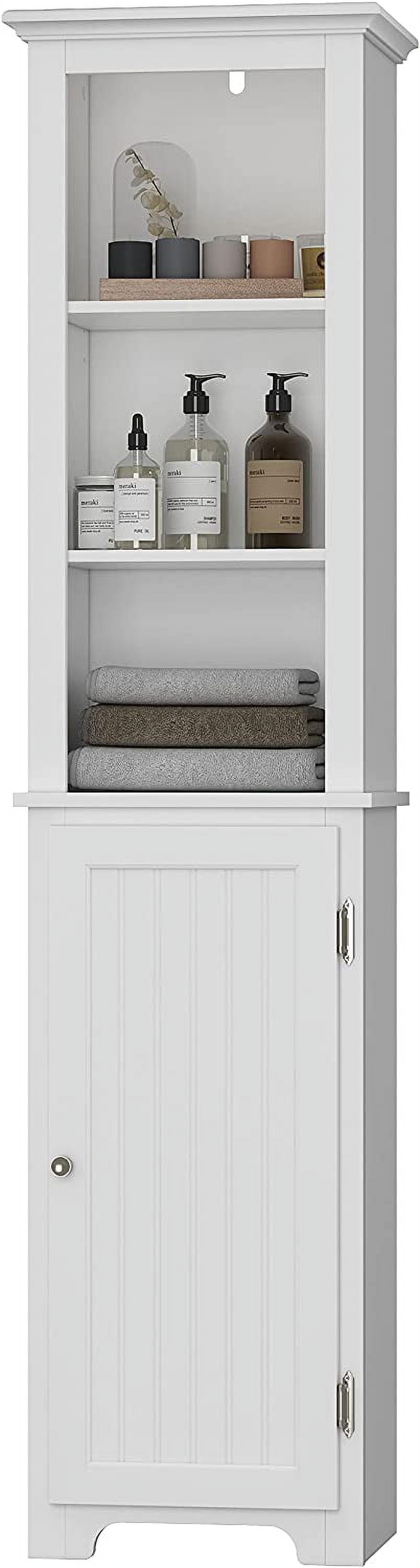 64" Freestanding Storage Bathroom Tall Silm with Doors