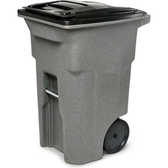 64 Gallon Heavy Duty Trash Can with Wheels, Rolling Garbage Bin with Lid, Durable Outdoor Waste & Recycling Container, Graystone