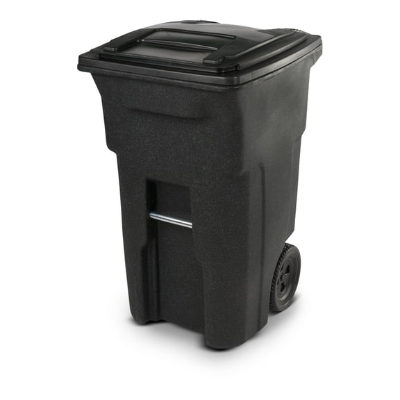 64 Gallon Heavy Duty Two Wheeled Trash Can, Large Residential Rollout Garbage Can with Lid and Rugged Wheels for Curbside Waste Storage