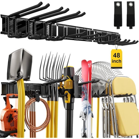 64" Garage Wall Tool Organizer, 900 Lbs Heavy Duty Steel Garden Tool Storage Rack & Garage Organization for Yard, Shed