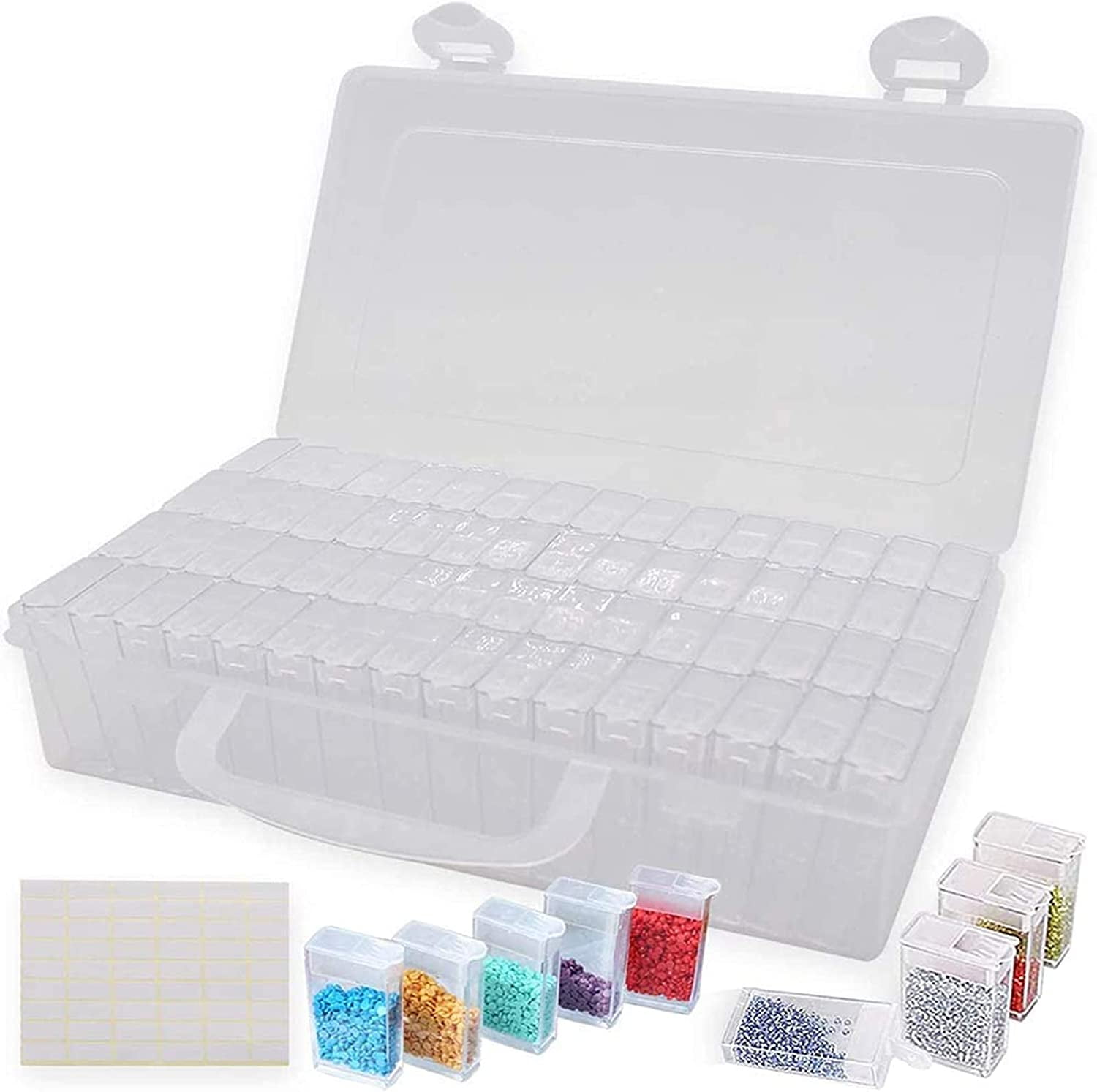 64 Grid Diamond Embroidery Box Jewelry Drill Storage Boxes Clear ...