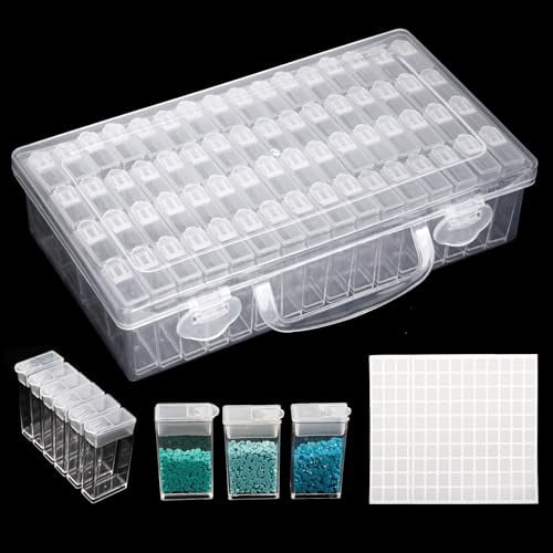 Diamond Container Paper Disen 64 Grid Diamond Painting Storage Containers with Label Stickers ...