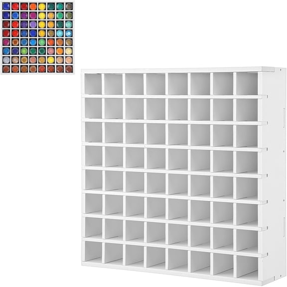 64 Grids Acrylic Paint Organizer, Wall-Mountable & Stackable Craft Paint Storage Organizer Rack Stand for 2oz Bottles Paints Holder