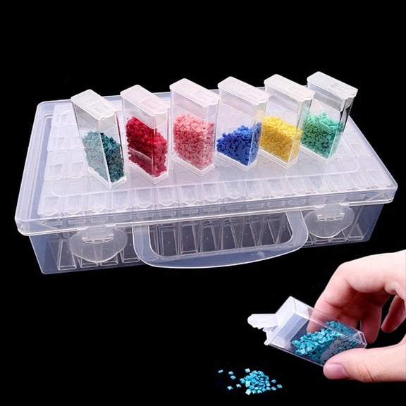 64 Grids Paint Storage Box Portable Seed Bead Organizer Case DIY Nail Art Plastic Container